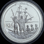 25 долларов 1992 "500 лет Открытию Нового Света" (Британские Виргинские острова)