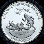 5 фунтов 2008 "90 лет Королевским ВВС - Битва за Британию 1940" (Гернси)