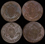 Набор из 4-х медных монет 5 копек  (ММ)