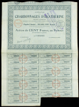 Акция 100 франков 1910  "Угольные шахты Екатерины" 