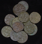 Набор из 14-ти медных монет полушка