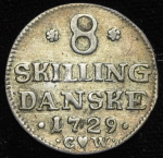 8 скиллингов 1729 (Дания)
