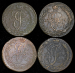 Набор из 4-х медных монет 5 копеек КМ