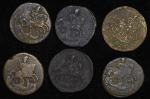 Набор из 6-ти медных монет Полушка (Екатерина II)
