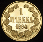 1 марка 1864  Рестрайк "150 лет финской марке" (Финляндия)