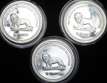 Набор из 3-х монет 10 франков 2004 "Птицы" (Конго) (в п/у)