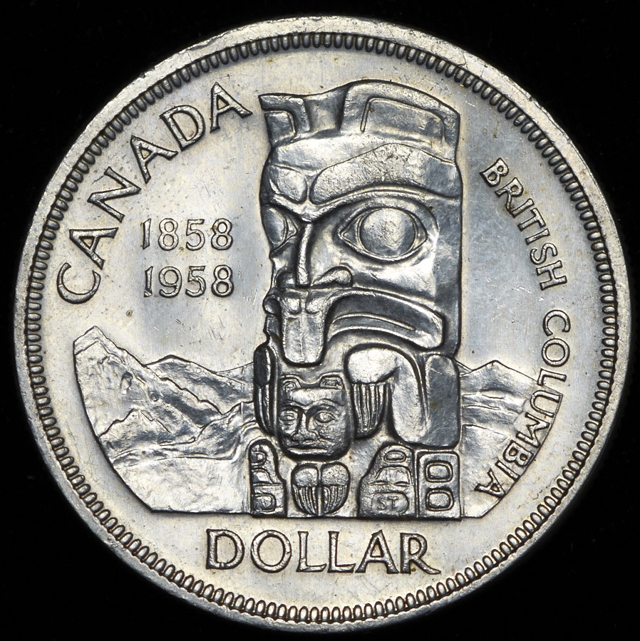1 доллар 1958 "100 лет со дня основания Британской Колумбии" (Канада)