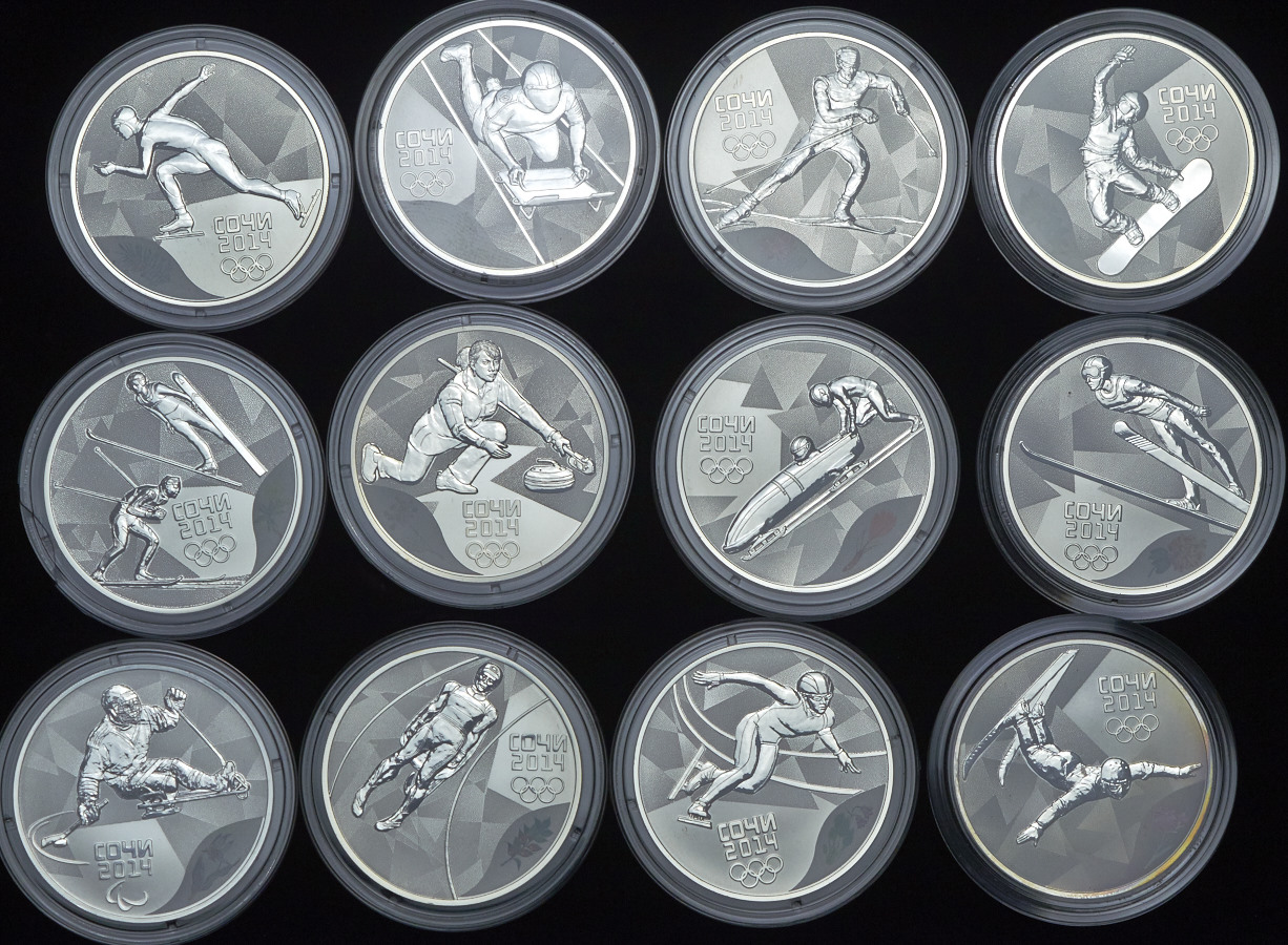 Набор из 12-ти сер  монет "Виды спорта Сочи-2014 г "