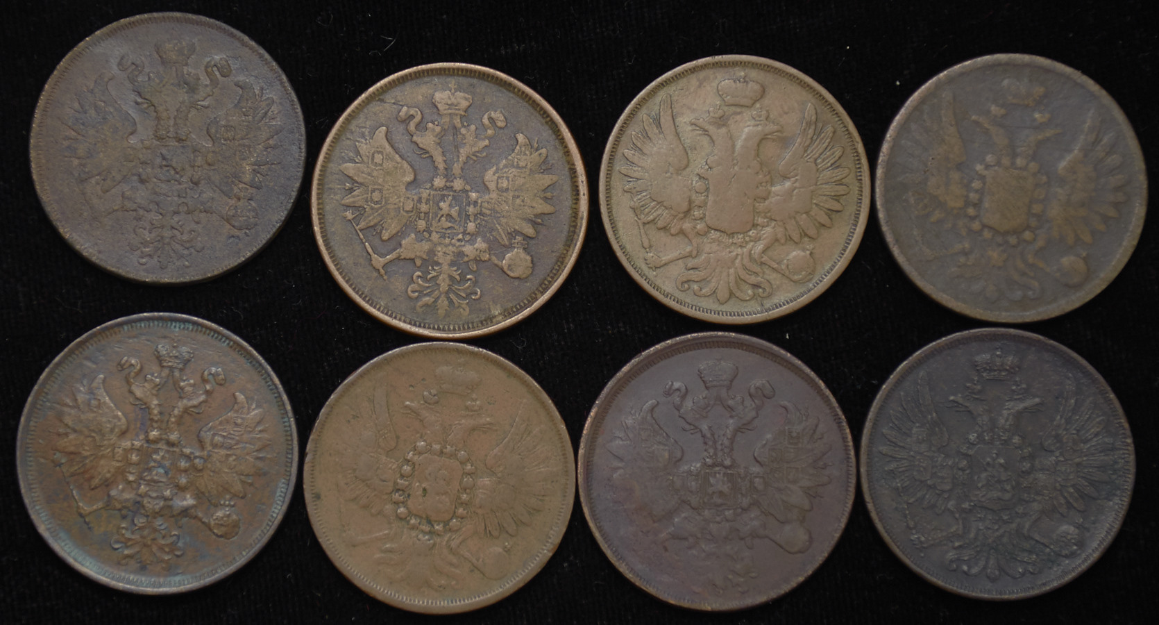 Набор из 8-ми медных монет 2 копейки
