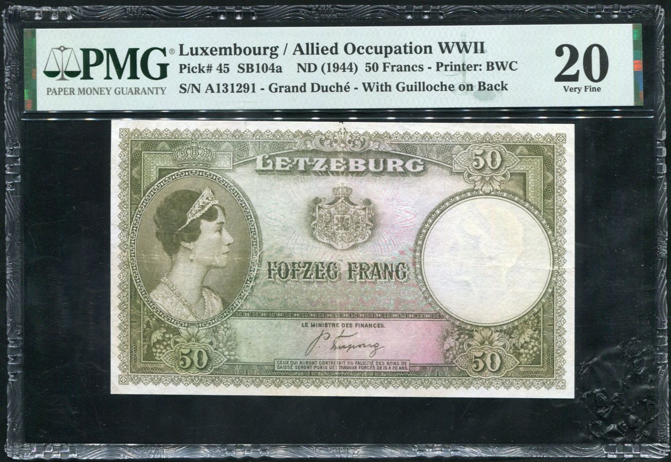 50 франков 1944 (Люксембург) (в слабе)