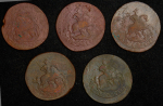 Набор из 5-ти медных монет 2 копейки (Екатерина II) СПМ