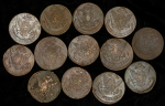 Набор из 13-ти медных монет 5 копеек