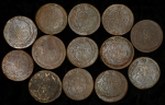 Набор из 13-ти медных монет 5 копеек