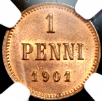 1 пенни 1901 (Финляндия) (в слабе)