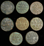 Набор из 8-ми медных монет Полушка (Петр I)