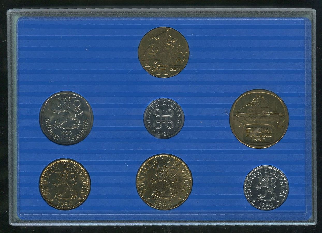 Годовой набор монет 1990 (Финляндия) (в п/у)