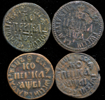 Набор из 4-х медных монет Копейка (Петр I)