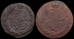 Набор из 2-х медных монет 5 копеек 1763