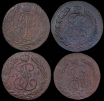 Набор из 12-ти медных монет 2 копейки (Екатерина II) ММ