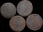 Набор из 8-ми монет 5 копеек (Екатерина II) ЕМ
