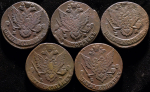 Набор из 10-ти медных монет 5 копеек (Екатерина II)