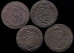 Набор из 4-х мед. монет 5 копеек 1763