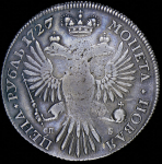 Рубль 1727 СПБ ("сорочий хвост", с экс. заключением)