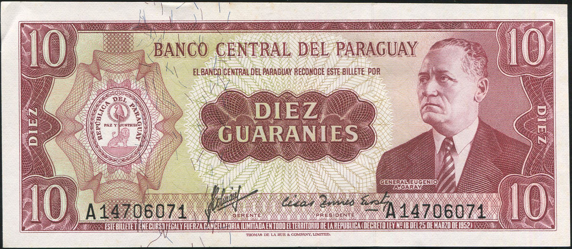 Валюта парагвая. Парагвай_10 Гуарани_1952. Парагвайский Гуарани. Банкноты Парагвая.