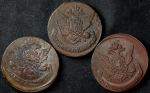 Набор из 3-х медн  монет 5 копеек 1760-е (Екатерина II)