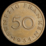 50 франков 1954 (Саарланд  Франция)